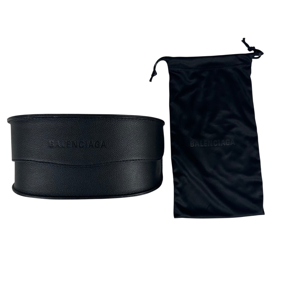 Balenciaga Black Clamshell Sunglasses Case Oversized Shield Eyewear Dust Pouch